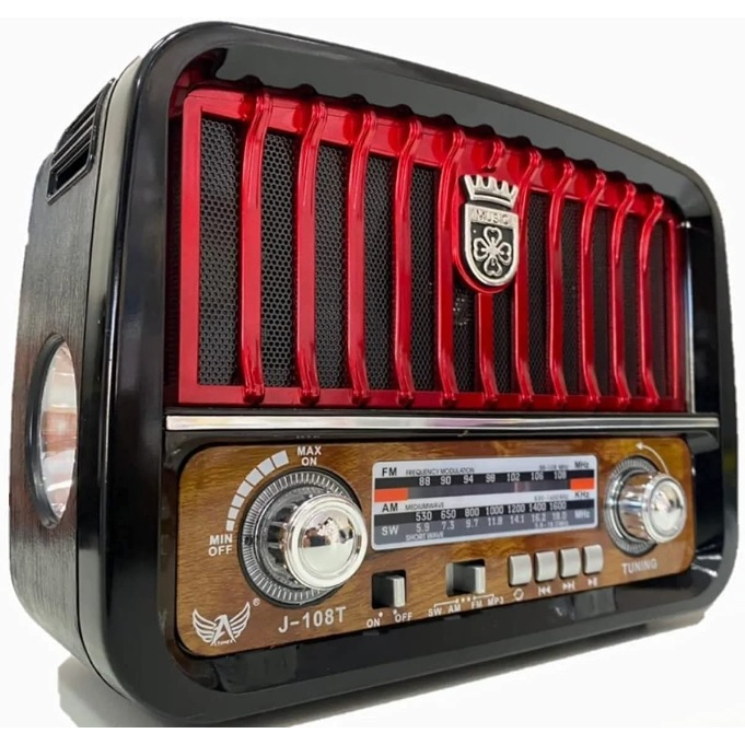 Rádio Retrô Portátil Vintage Bluetooth Fm Am Sw Usb P2 Sd funciona á ...