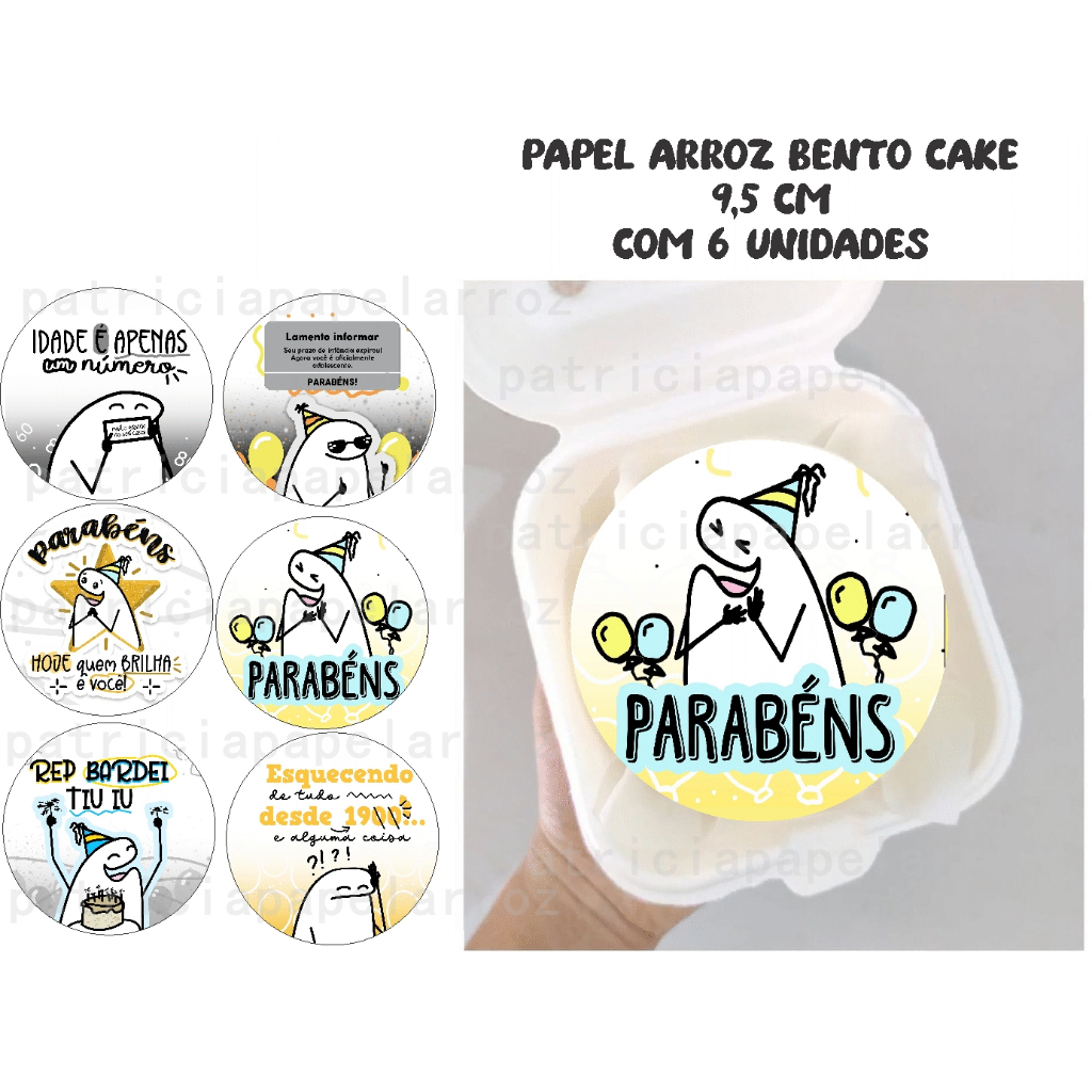 Papel de arroz Bentô cake, Bolo marmita Flork meme 02, Magalu Empresas