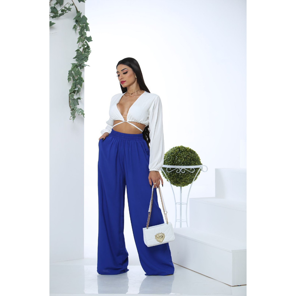 Calça Feminina Pantalona Tecido Duna