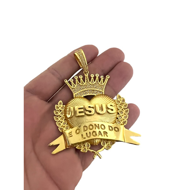 Pingente Jesus é o dono do lugar G lançamento com 10 milésimos de ouro ...