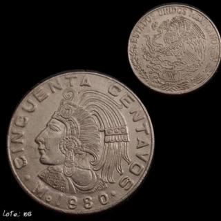 Moeda antiga México 50 centavos. L 1013