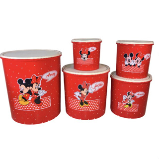 Jogo Mantimento 5 Peça De Plástico Jogo De Alimentos Cozinha Organizada Pote Jogo De Mantimento Vermelho Minnei Minney Minei Miney Minny Mini Mickey Miquei Adesivo Com Bolinhas Brancas Poá Promoção Conjunto Pote Tigela Black Friday Presentes