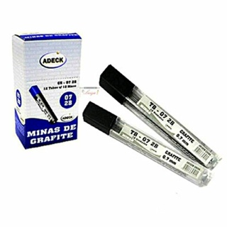 Combo 5 Tubos de Grafite 0.7mm Adeck 2B com 12 grafites