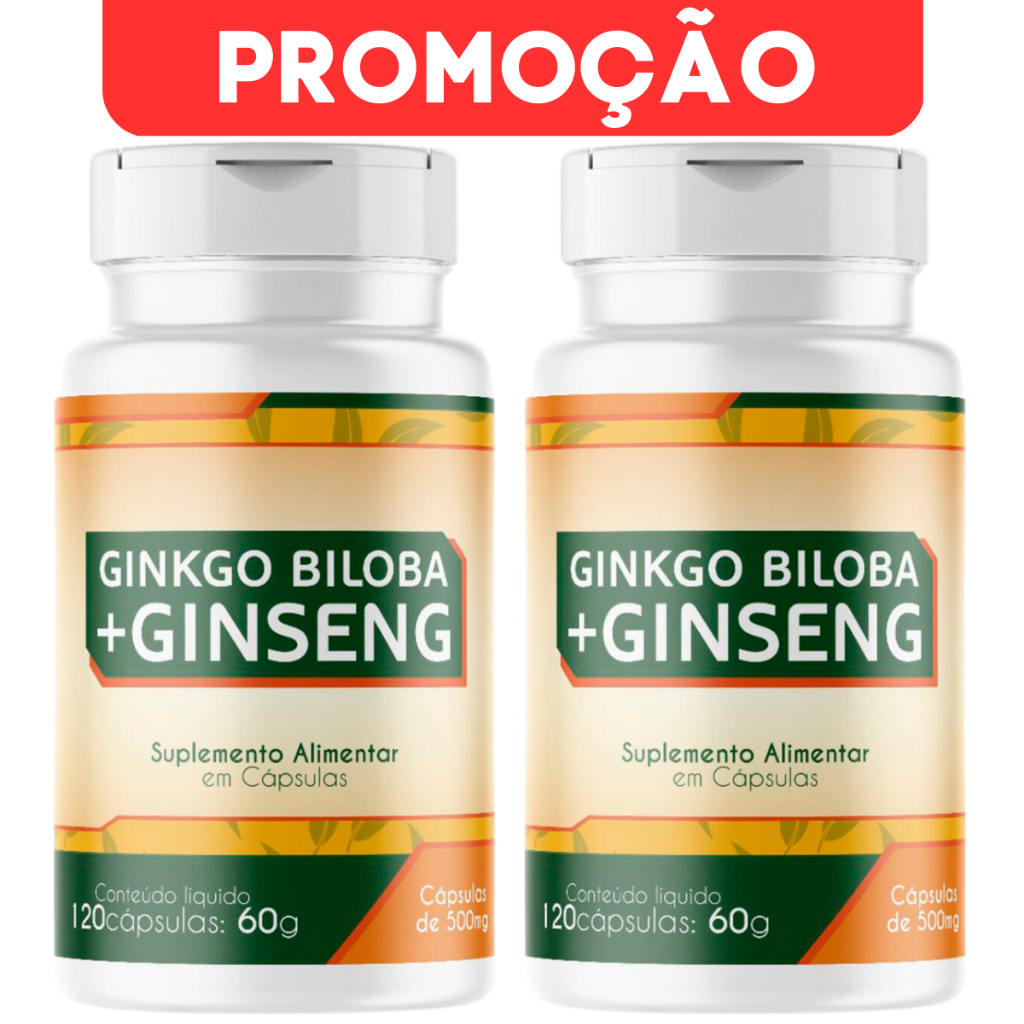 Kit 2 Ginkgo Biloba + Ginseng Puro Legítimo 500mg 240 Cápsulas ...