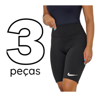 Kit 3 Bermudas Suplex Ciclista Shorts Fitnees liso feminino