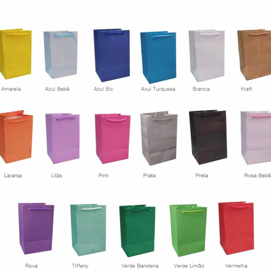 10 sacolas de papel varias cores TAMANHO 25x17x9 cm