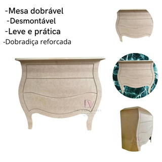 COMODA DECORAÇÃO FESTA MDF CRU 3 GAVETAS BOMBE