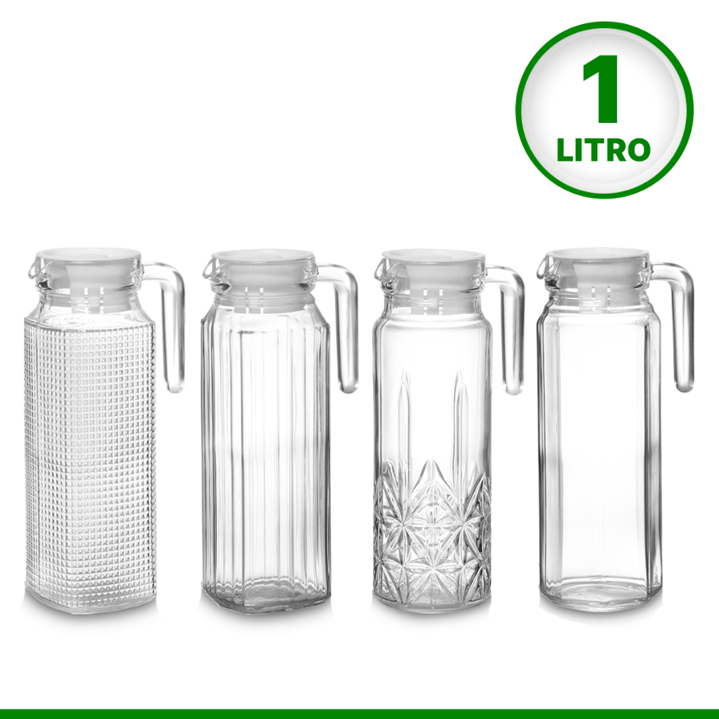 Jarra de Vidro 1 Litro Com Tampa Plastica | Shopee Brasil