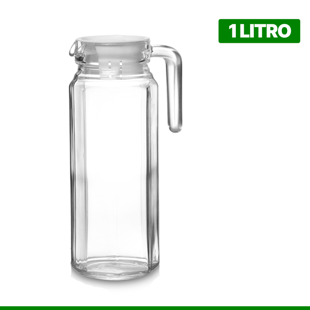 Jarra de Vidro 1 Litro Com Tampa Plastica | Shopee Brasil