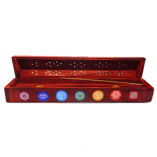 Incensário Baú Indiano com detalhes 7 Chakras