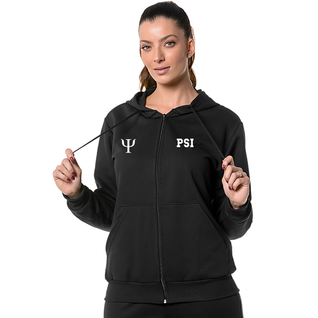 Blusa Moletom Feminino com Zíper Psicologia Psi Faculdade Casaco