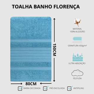 Kit Jogo 3 Toalhas De Banho Grossa Linha Luxo Prime Florença - 80x1,50 ...