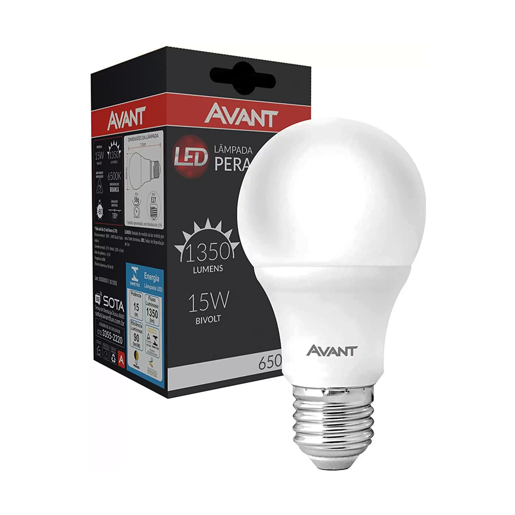 Lâmpada Bulbo 15w Branco Frio 6500k Avant E-27 Bivolt Inmetro