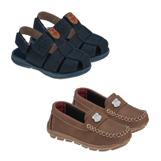 Kit 2 Sandália Masculina E Mocassim Infantil Menino Minipasso