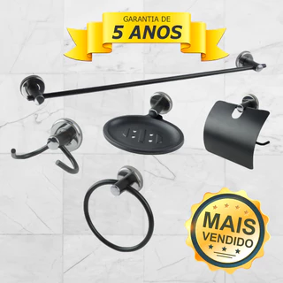 Kit Acessórios Para Banheiro Lavabo Metal 5 Peças Cdg. 8380