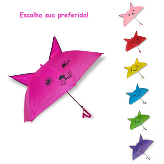 GUARDA CHUVA SOMBRINHA COM APITO COLOR LISO INFANTIL