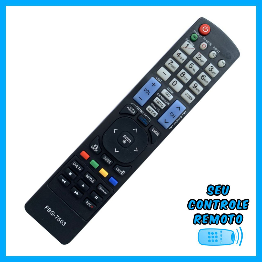 7503 CONTROLE REMOTO TV LG SMART C/ HOME E PREMIUM (COM PILHAS)