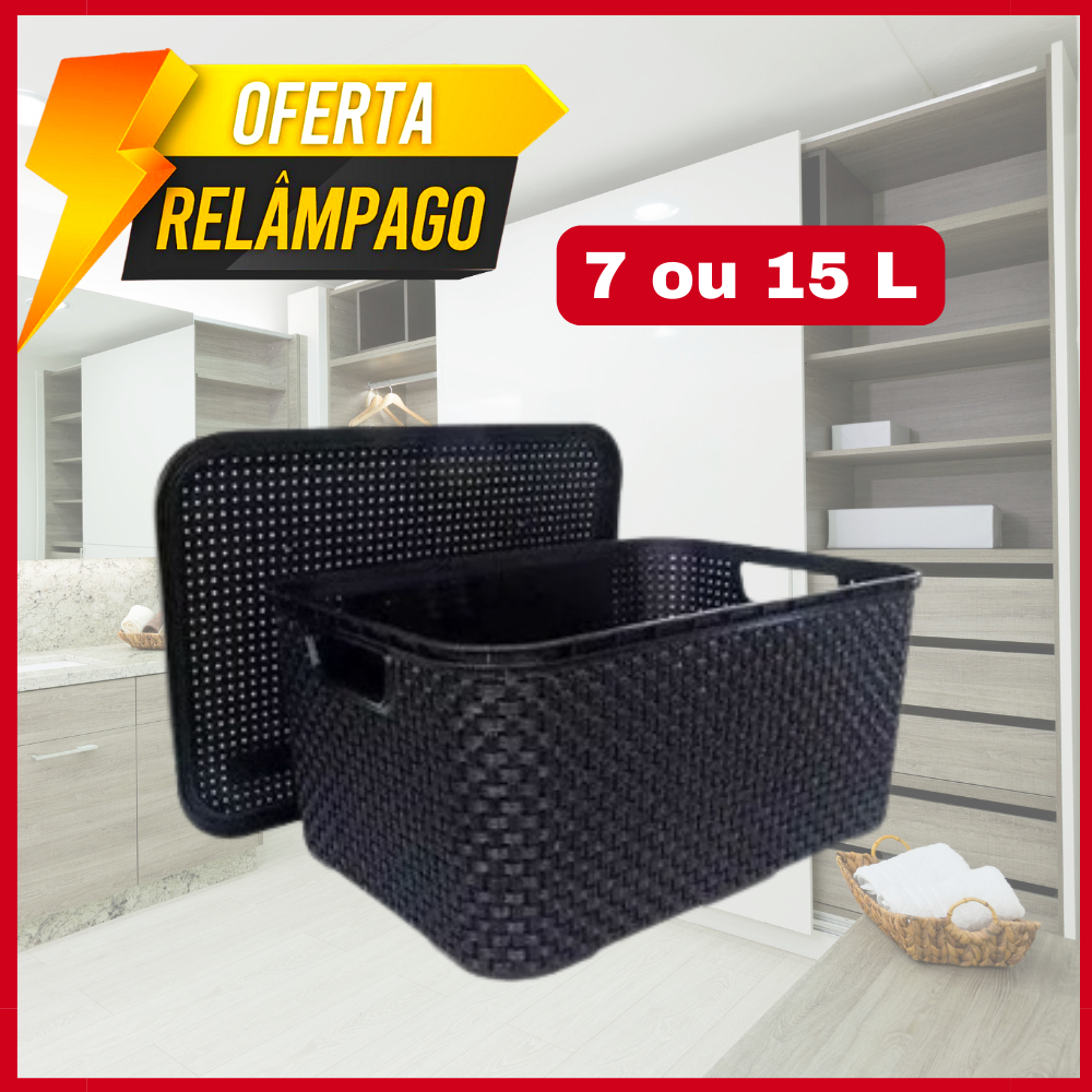 Caixa Organizadora Rattan Cesto Com Tampa 7 Ou 15 Litros Shopee Brasil