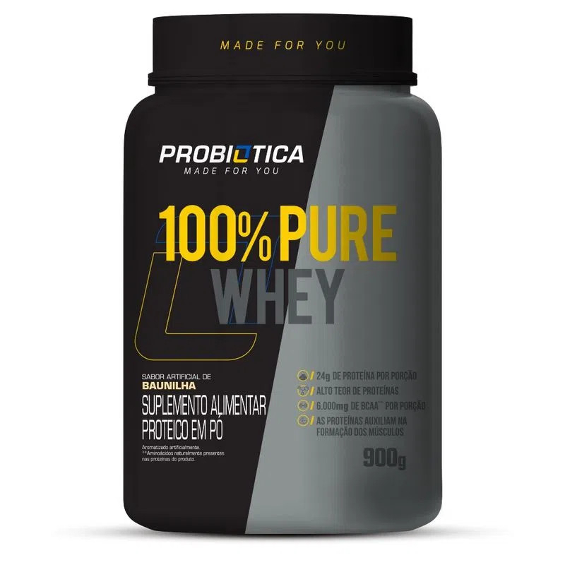 Whey Protein - 100% Pure Whey - Pote - Probiótica - 900g