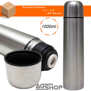 Garrafa Térmica Aço Inox Inquebrável Quente e Frio 1 Litro e 350 ml para academia camping escola esportes