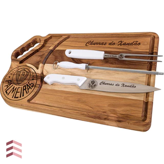 Kit Churrasco Santos Personalizado Time Tábua com Utensílios