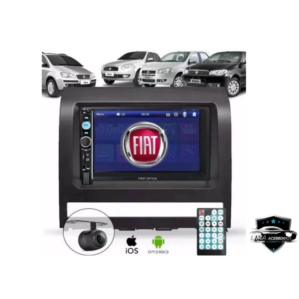 Central Multimídia 2 Din Mp5 Fiat Palio Siena Câmera Moldura