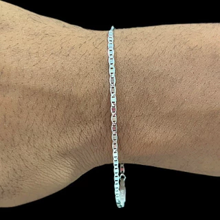 Pulseira Masculina 2mm Banhada A Prata 925 Piastrini
