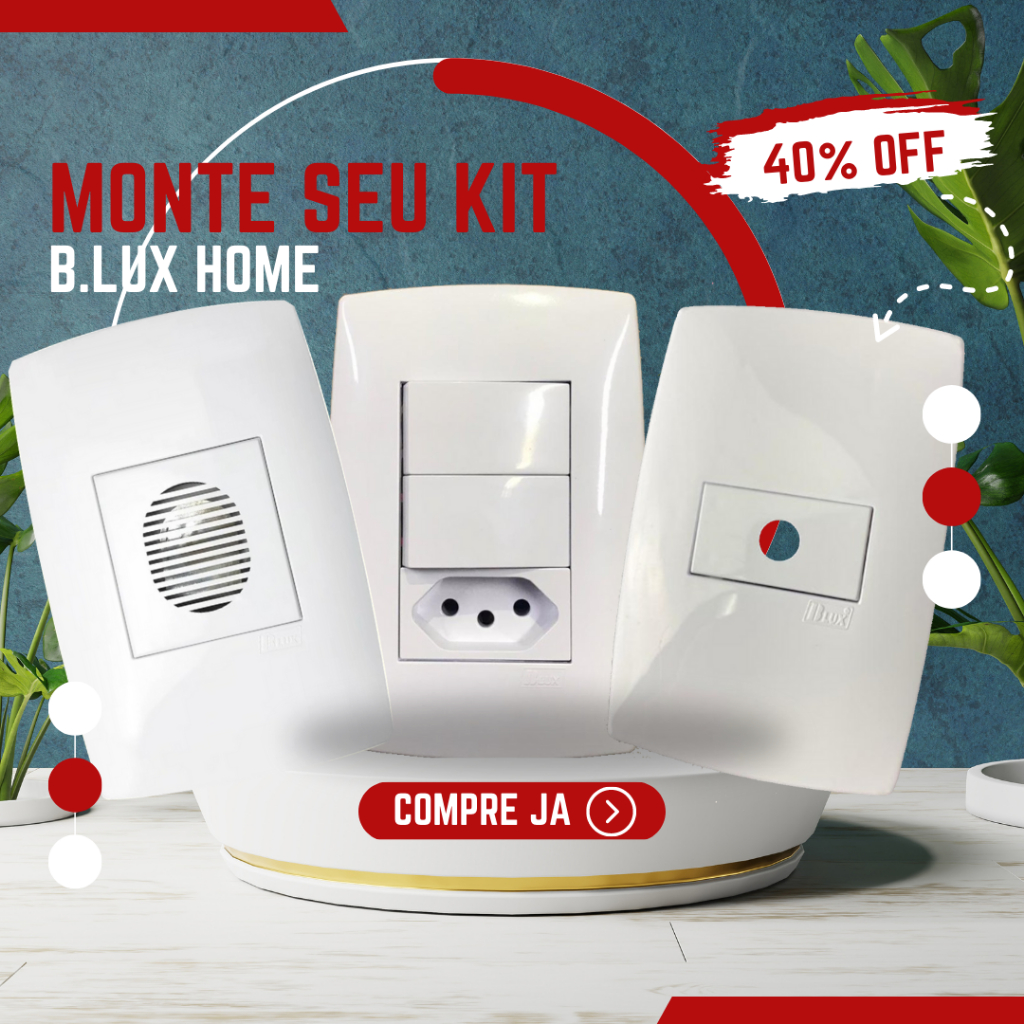 Monte Seu Kit de Tomadas e Interruptores Brancos Blux Home Conjuntos ...