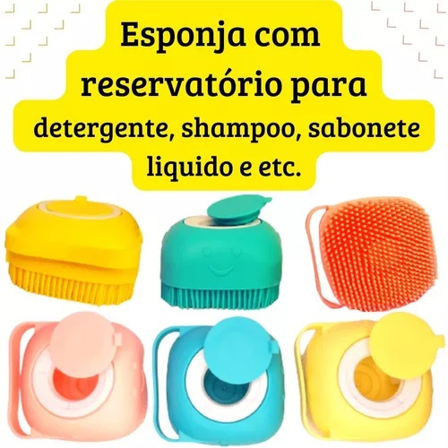 Esponja De Silicone Para Banho Com Dispenser Shampoo Sabonete Escova