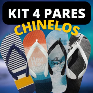 Chinelo Masculino | 4 Chinelos Masculino Sandálias Macio Estampas VARIADAS / PROMOÇÃO