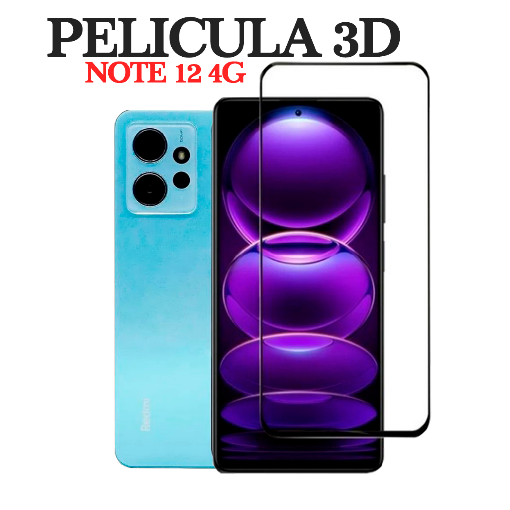 pelicula 3D proteção tela modelo xiaomi note 12 4G lançamento