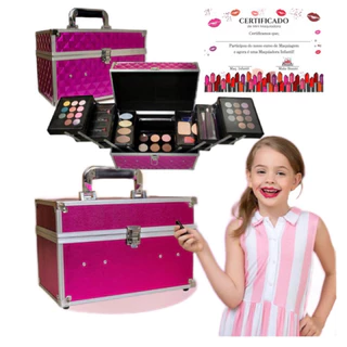 Maleta de Maquiagem Infantil Completa + Certificado de Maquiadora