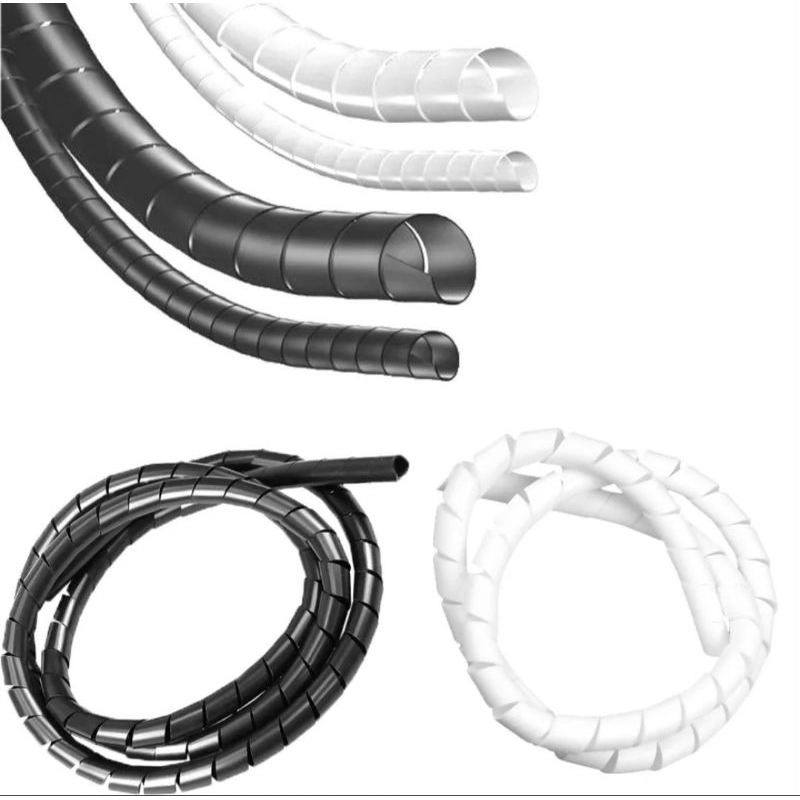 Organizador de fios e cabos espiral 10mm 1metro preto ou branco