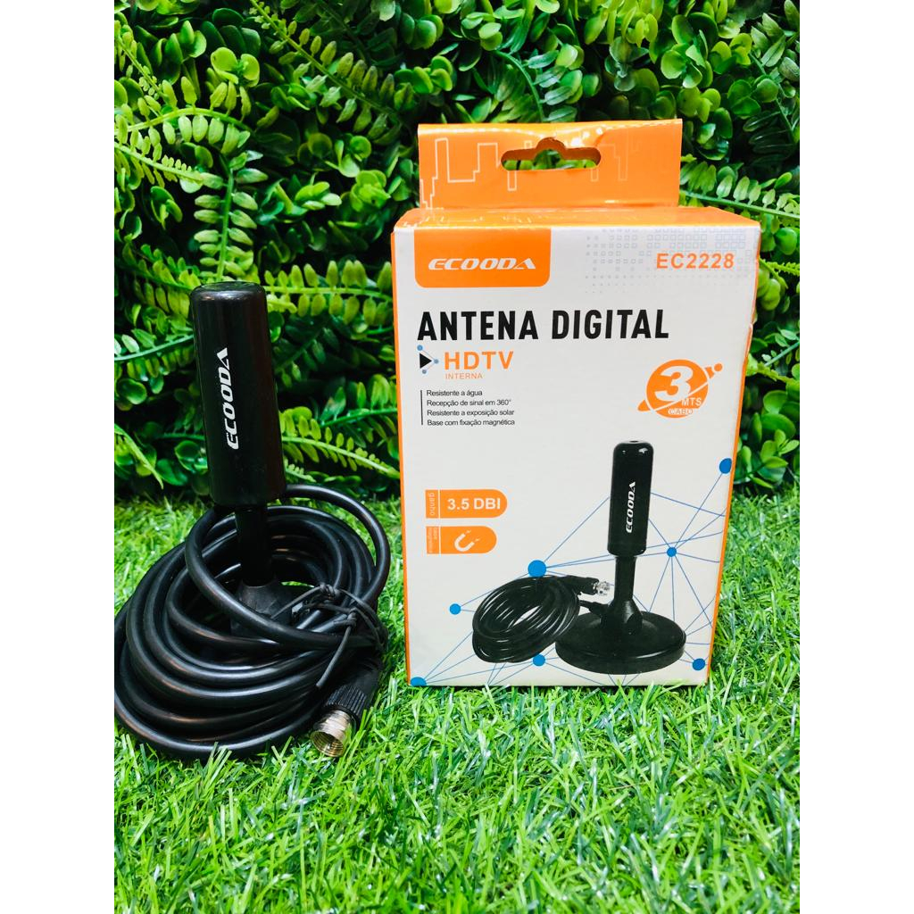 Antena Digital HD TV Digital 360° De Recepção Fio De 3m Metros EC 2228 ...