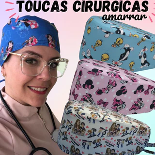 Touca Cirúrgica Bandana Personagem Enfermagem Cozinha Odontologia Amarrar