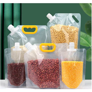 Kit 5 Saco Organizador De Cozinha Grãos A prova de Umidade e Insetos Com Tampa Alça Reutilizável