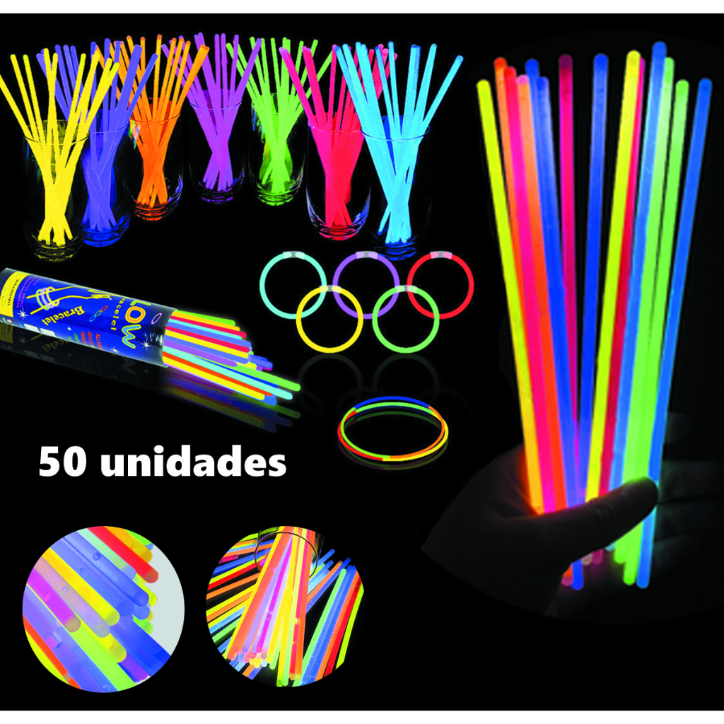 Pulseira Neon Brilha no Escuro Réveillon Fim de Ano Casamento Festa ...