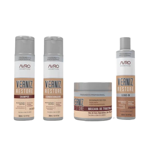 Kit Verniz Restore Avro Shampoo 300ml + Condicionador 300ml + Leave-In 300ml + Máscara de Tratamento 300g