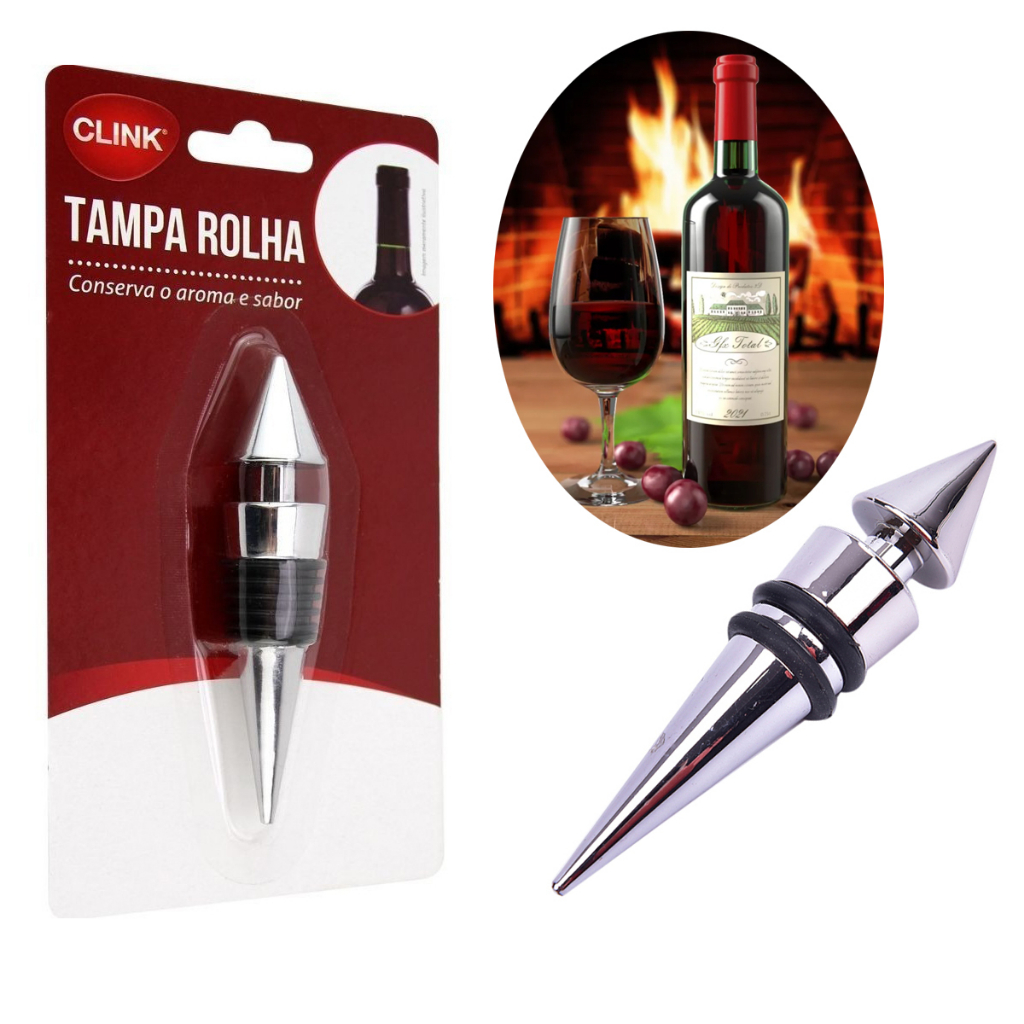 Tampa Rolha Inox Para Garrafa De Vinho Bebidas Conserva Aroma e Sabor Promoção Clink