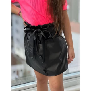 Shorts Saia Infantil Menina Couro 2 ao 10
