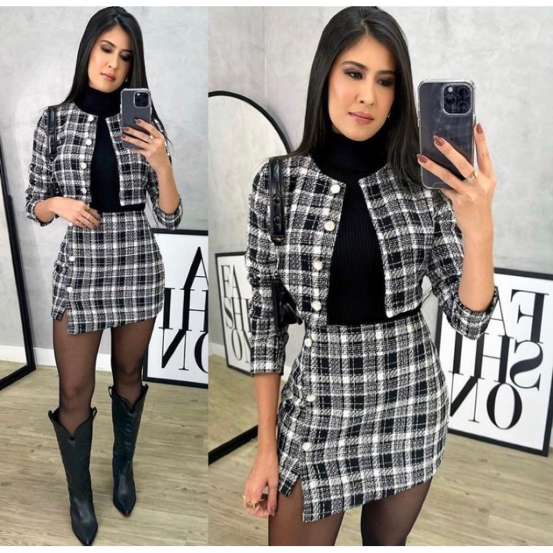 Conjunto Xadrez Inverno - Bia Moda