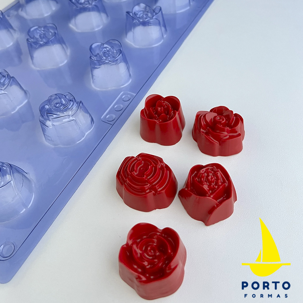 Forma Bombom Rosas CÓD. 213 Porto Formas Profissional 3 Partes Silicone ...