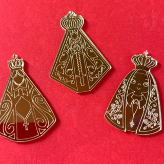 10 Aplique de Acrílico Espelhado Religioso Nossa Senhora 4cm