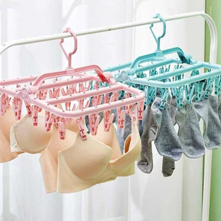 Varal com 32 Prendedores Meia Calcinha Roupa Íntima Dobrável Reforçado