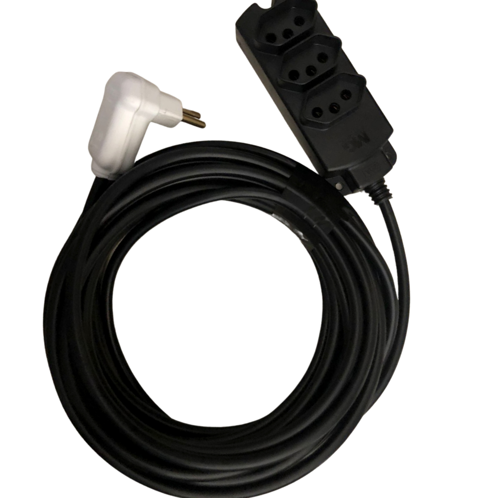 Extensão Elétrica Reforçada 20 Amperes Bivolt 2x2,5mm - Extensão Elétrica 1 metro - Extensão Eletrica 5 metros