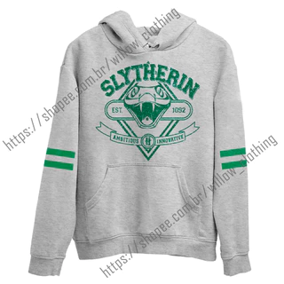 Moletom Canguru Algodão Unissex Slytherin Sonserina Hogwarts