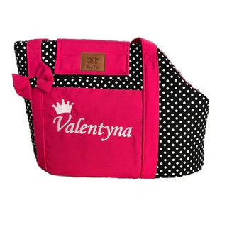 Bolsa Passeio Transporte Pet Gato Cachorro Personalizada com o nome dele poá e pink