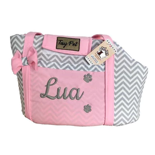 Bolsa Passeio Pet Gato Cachorro Personalizada com o nome dele - chevron