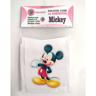 Adesivo Mickey pacote com 12 adesivos de 10cm a prova d