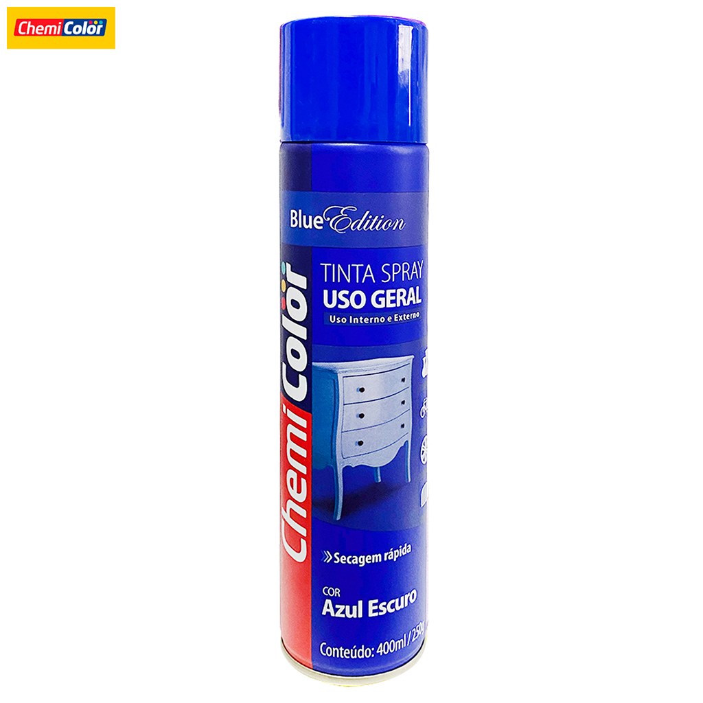 Tinta Spray Cor Azul Escuro Chemicolor 400ml Uso Geral | Shopee Brasil